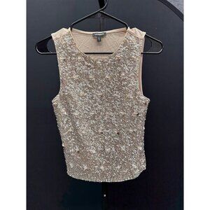 Express Tan Sequin Beaded Sleeveless Top